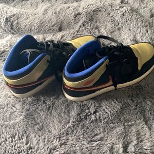 Gold ,blue and red Jordan 1s